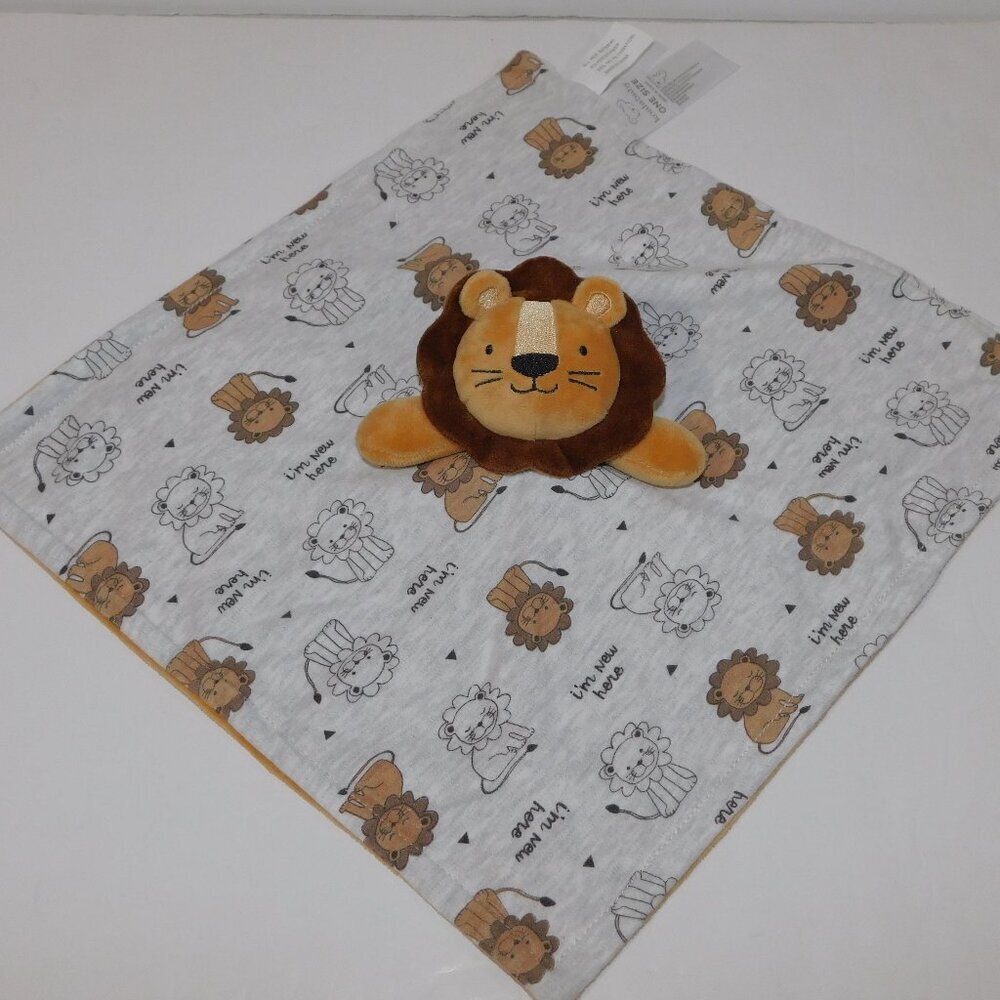 Koala Baby Gray Brown Lion I'm New Here Security Blanket  Plush Baby Lovey Nunu